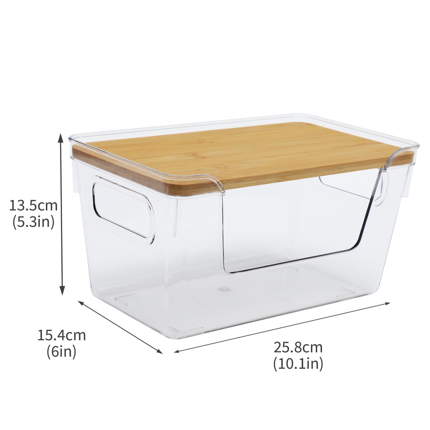 Yomjarl 2 Pack Snack Station Organizer for Pantry Shelf,Snack Bar Station Storage Basket with Handle & Wooden Lid,Stackable Plastic Baskets for Storage Pantry Bins Organizer,Kitchen Organization Box