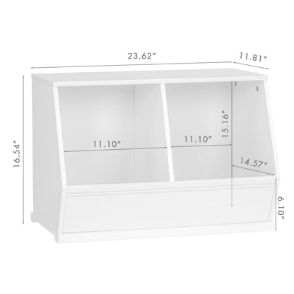 UTEX Stackable Toy Storage Cabinet, Wooden Cubby Organizer, White Shelf for Playroom, Bedroom, Living Room, Nursery, 2 Cubes