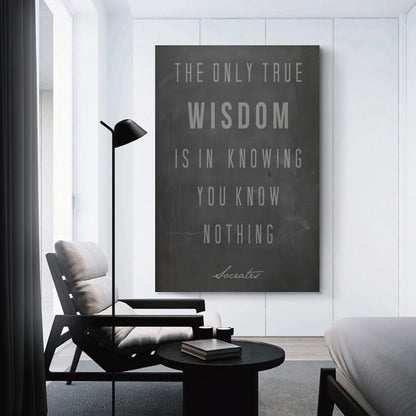Minimalist Quote The Only True Wisdom Knowing You Know Nothing Canvas Printing Wall Art Prints Wall Decor Posters Scandinavian Bohemian for Living Room Bedroom Office Study 16x24inch(40x60cm)