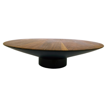 Bloomingville Round Acacia Wood Pedestal with Metal Base, Natural and Black