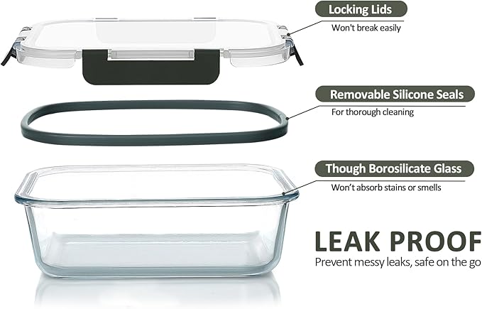 M MCIRCO 30 Pieces Glass Food Storage Containers
