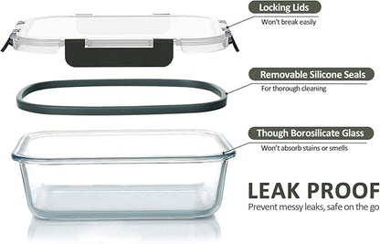 M MCIRCO 30 Pieces Glass Food Storage Containers