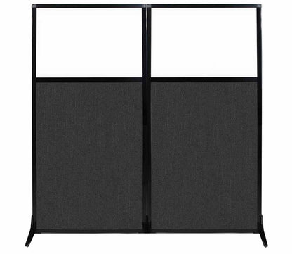Versare Workstation Partition | Portable Wall Divider | Modern Office Cubicle | Free Standing Privacy Screen | Flexible Work Space | 66" x 70" W/Window, Black Fabric Panels