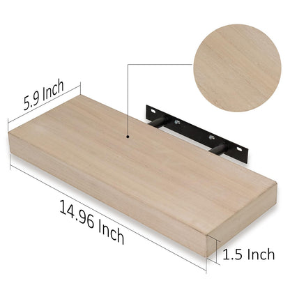 AHDECOR Floating Shelves, Wall Mounted Set of 3 Rustic Wooden Ledge Shelves Decorative for Bedroom, Office, Kitchen, Living Room - Sleek Design, Sturdy and Easy to Install