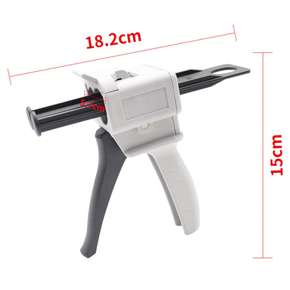 Dispensing gun 50ml two-component glue gun 1:1/2:1 epoxy glue gun epoxy gun, suitable for 1:1double cartridges, with 8pcs mixing nozzle (2:1 Dispensing gun)