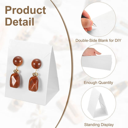 uxcell 50 Pcs Standing Earring Display Cards, Necklace Display Cards Jewelry Paper Bracelet Packaging for Selling Small Business Jewelry Making Keychain, White