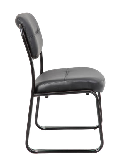 Boss Office Products B9539 Leather Sled Base Side Chair in Black, 250