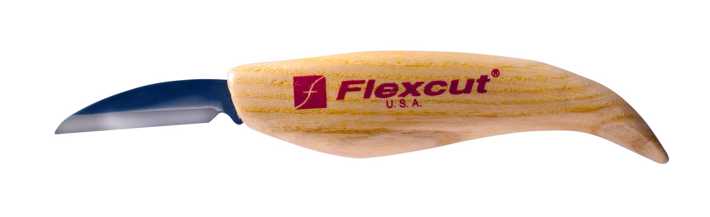 FLEXCUT Roughing Knife KN14, 1095 High Carbon Steel Blade Wood Carving Tool | Ash Wood Handle | 1-3/4 inch Blade Bevel LengthFlexc KN14