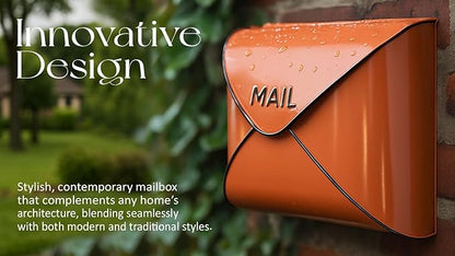 NACH Wall Mount Mailboxes, 12.5 x 10 x 5 inch Terracotta Wall Mailboxes for Outside, Waterproof Mailboxes for Outside - Envelope Mailbox