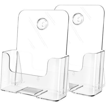 MaxGear Acrylic Brochure Holder 6 x 8 inch, Display Stand Plastic Clear Flyer Holders for 5.5 x 8.5 inch, 5 x 7 inch Menu, Literature, Trifold Pamphlet, Magazine, Countertop or Wall Mount, 2 Pack