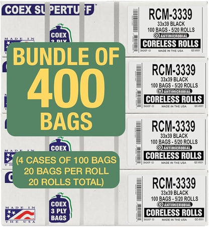 Aluf Plastics - Thick Trash Bags, 33 Gallon, 1.25 Mil