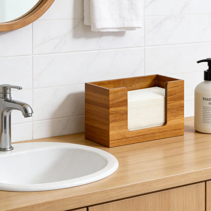 Acacia Wood Paper Towel Dispenser Countertop Wooden Paper Towel Holder for Bathroom Kitchen Napkin Holder Counter Multifold C-Fold Z-Fold Trifold Hand Towels Dispenser for Toilet Restroom