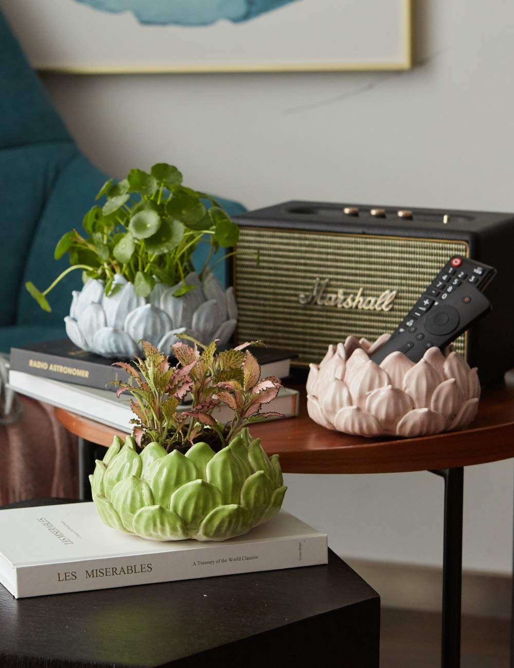 SEINHIJO Indoor Planter Ceramic Succulent Cactus Pot Flower Gift Modern Decor Art for Living Room Office Home Pink 7.1inch
