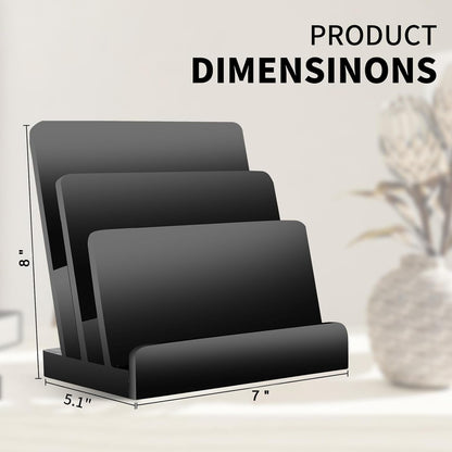 8.5 x 11 Brochure Display Stand 3 Tier Wooden Brochure Holder Black Literature Holder Magazine Display Business Card Holder Postcard Display Flyer Holder for Magazine Pamphlet Booklets Menu (1)