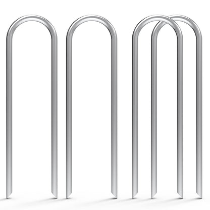 MySit 6 Inch 150 Pack U Shaped Garden Stakes, Heavy Duty 11 Gauge Galvanized Drip Irrigation Stakes Landscape Staples for 1/2" to 1-1/2" Soaker Hose, Weed Barrier, Yard Decorations, Fencing