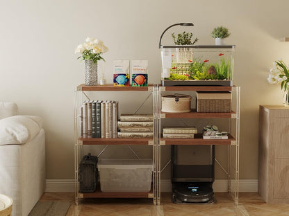 Achene 3-Tier Retro Industrial Bookshelf, Wood and Metal Shelf Unit, Storage Bookcase for Living Room, Bedroom, Home Office, Study Room, and Kitchen, 15.75"x23.62"x35.43" Inches