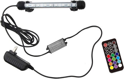 LED Aquarium Light, 7.5inch Colorful Fish Tank Light Submersible Underwater Crystal Glass LEDs Lights, 9 LEDs Beads, Brightness Adjustable Memory Function, LED Light bar Stick for Fish Tank