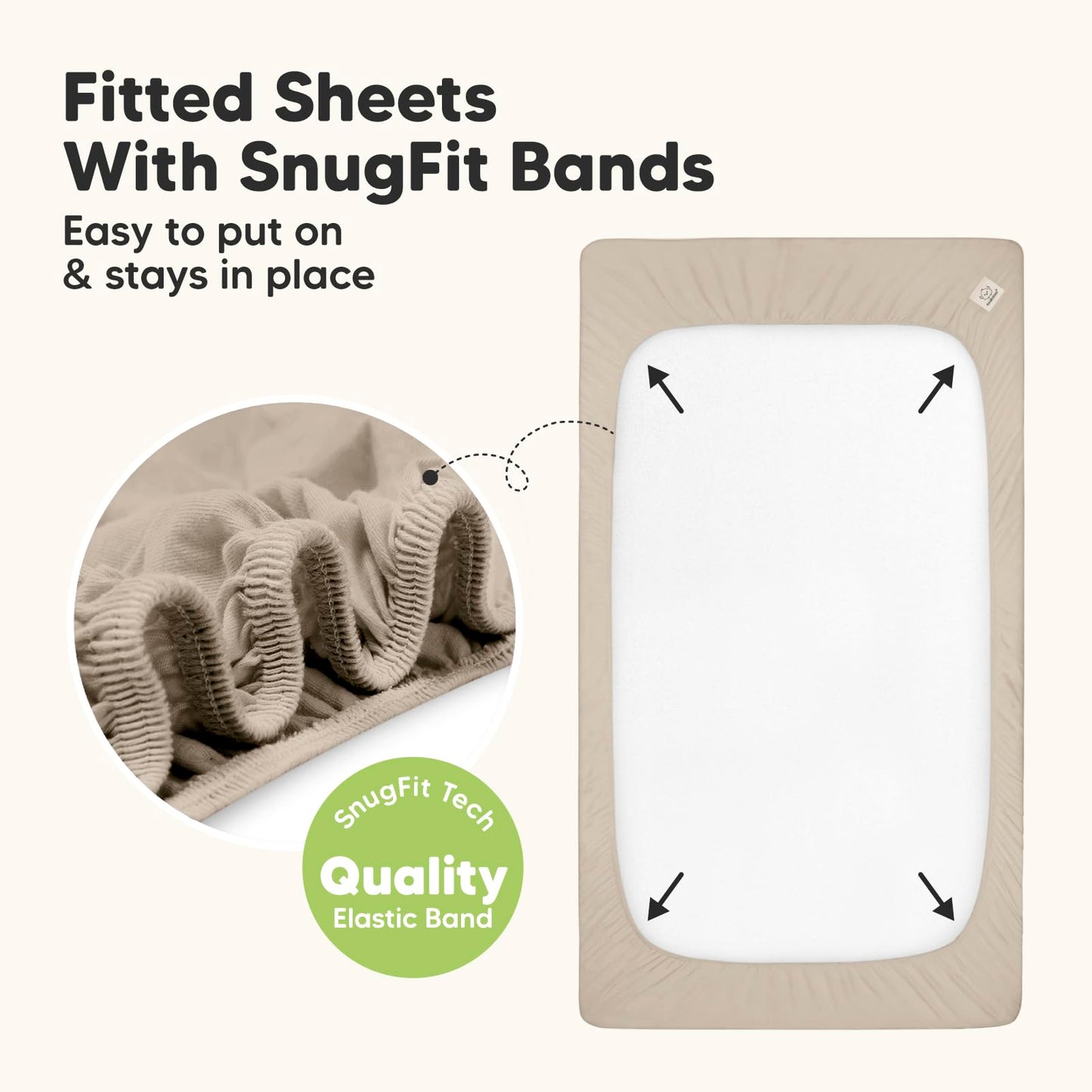 2-Pack Waterproof Baby Crib Sheets for Boys, Girls - 52x28 Viscose Derived from Bamboo Toddler Bed Sheet Neutral, Fitted Crib Mattress Protector Cover for Baby Bedding, Soft & Gentle (Ecru)