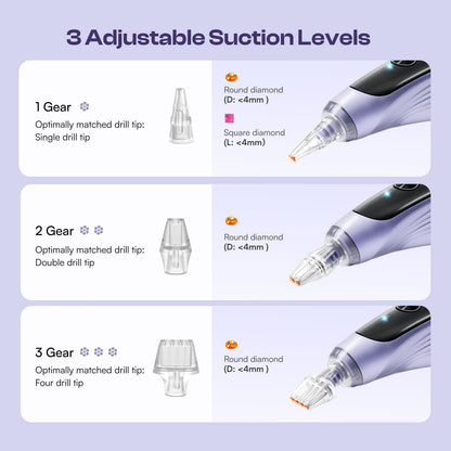Caydo Electric Diamond Art Pens with Light, Wireless, 3 Adjustable Suction Levels, Rechargeable DiamondPaintingPen with 2-in-1 Base & Replaceable Tips, Diamond Art Kits for Adults, EP4