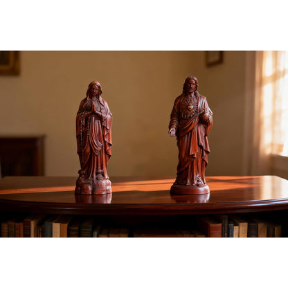ASTARIKO Boxwood Our Lady of Lourdes Statue - 6" Hand-Carved Wooden Blessed Mother Virgin Mary Figurine with Rosary, Catholic Home Decor & Premium Healing Religious Gifts