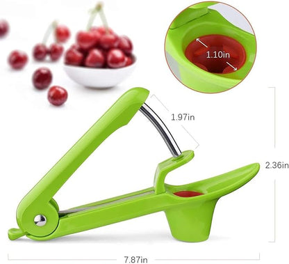 Cherry Pitter Tool, Heavy-Duty Cherry Seed Core Remover, Cherry Pitter Remover Tool with Space-Saving Lock Design, Pit Remover for Cherries (Green)