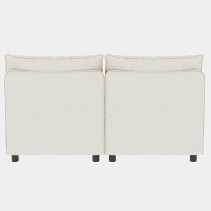 GDFStudio 2 Pieces Armless Loveseat Sofa with Storage, Convertible Small Couches for Small Spaces with Back Cushions, Modular Fabric Deep Seat Home Sofa for Living Room Office Apartment, Beige