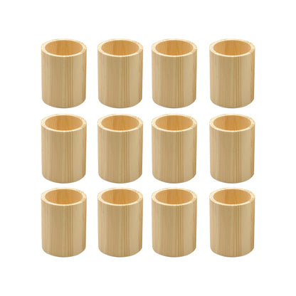 Cregugua 12-Pack 4 Inch Round Wood Pen Holder Unfinished Wooden Pencil Holder for DIY Crafts (3x3x4 Inches)
