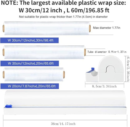 Refillable Plastic Wrap Dispenser with Slide Cutter, Fovanga cling wrap with slide cutter for 250ft Tin Aluminum Foil Dispenser