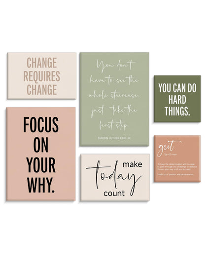 Framed Motivational Office Wall Decor, Set of 6 Boho Inspirational Canvas Wall Art Office Decorations for Work, Positive Affirmations Quotes Posters for Workout Room Home Bedroom