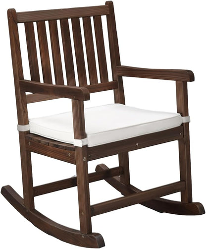 VINGLI Outdoor Rocking Chair, Weatherproof Rocker with Cushion, Wooden Rocking Bench Support 450 LBS for Patio, Yard, Garden, Outdoor or Indoors, Rustic