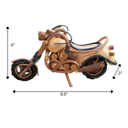 Land of Simple Treasures Wooden Motorcycle Model Decorations for Home - Handmade Motorcycle Figurine Wood Harley Chopper Collectible Sculpture - 9.5 Inches