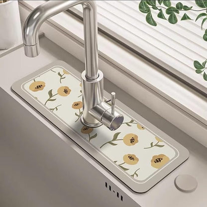 2pcs Fantasy Style Faucet Draining Mat, Faucet Absorbent Mat