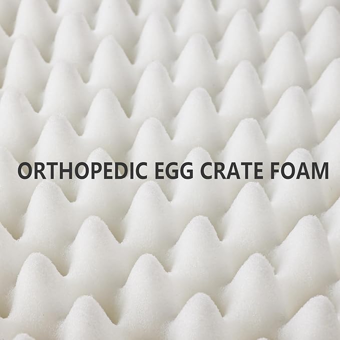 Patas Lague Orthopedic XL Dog Bed Large Sized Dog 42''X28'', Soft Waterproof Egg Crate Foam Large Pet Crate Beds Mat with Removable Washable Cover and Non-Slip Bottom, Ivory