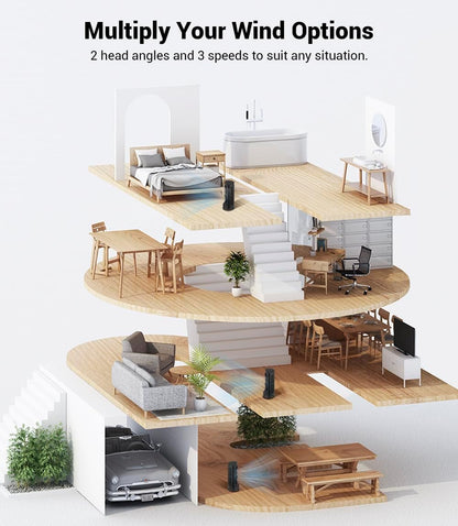 Personal Tower Cooling Fans that Blow Cold Air, Standing Small Desk Fan with 3 Speeds & Timer, 60° & 110° Oscillating Table Fan, Quiet and Safe Electric Floor Fan for Bedroom, Bedside, Home, Office