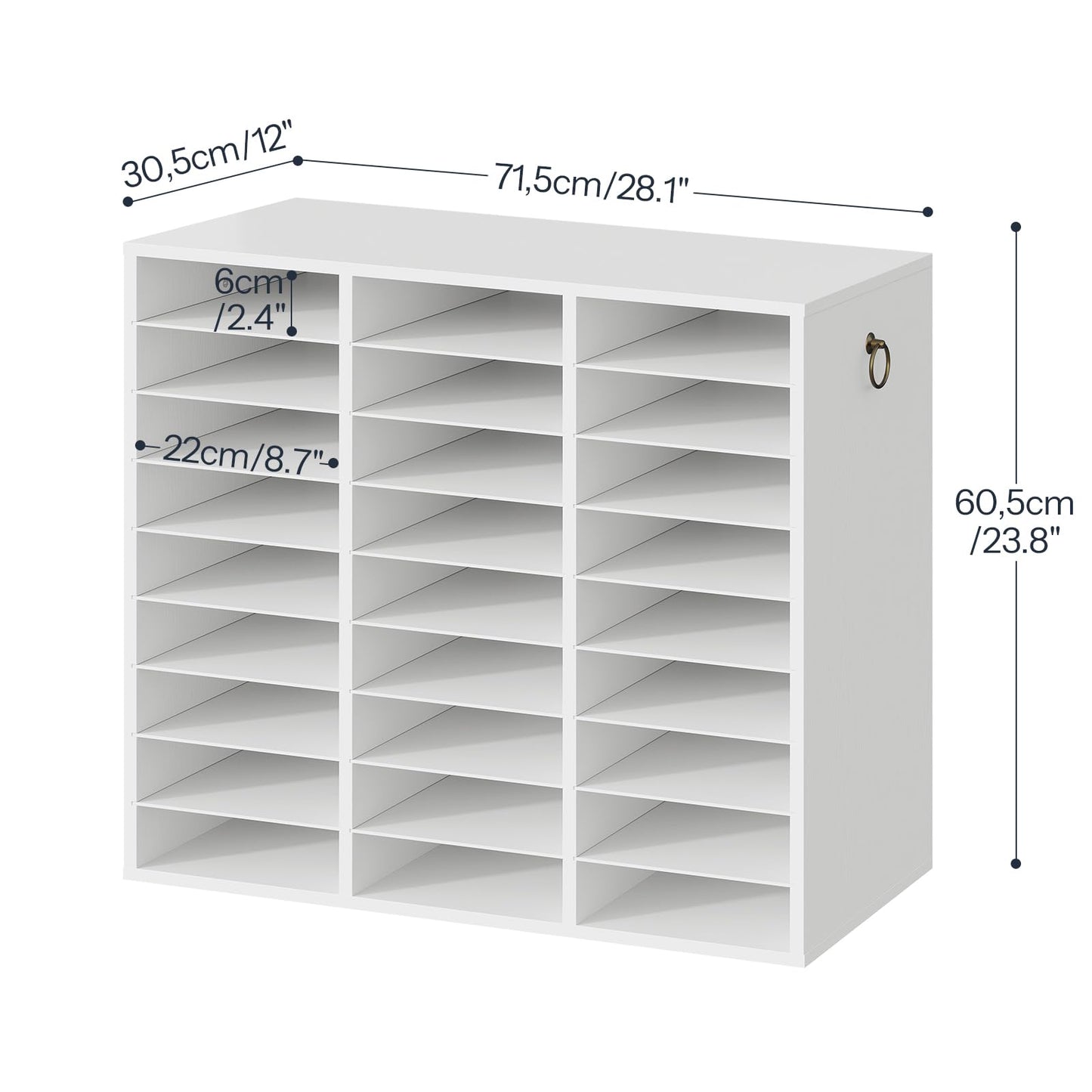 HOOBRO Literature Organizer, 27 Compartments Wooden Mail Organizer, Countertop Literature Sorter with Adjustable Shelves for Home, Office, School, Student Mailbox for Classroom, White WT27WF01