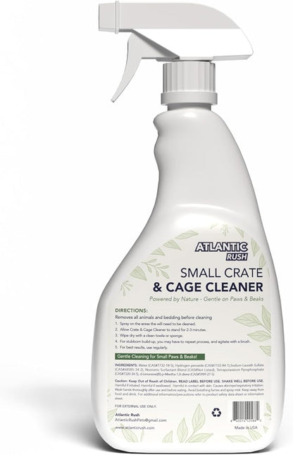 Atlantic Rush Small Animal Cage Cleaner Spray- 24oz Bottle Cage and Crate Cleaner for Guinea Pig, Hamster, Rabbit, Ferret, & Birds- Cage Cleaning Supplies Odor Eliminator