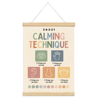 Lacama Calming Corner Items Kids Calm Down Corner Supplies Calming Corner Decor， Calming Technique Posters Hanger Frame for Therapy Office Homeschool Boho Classroom 12X16in