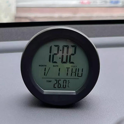 Timloon Car Dashboard Clock with Automatic Backlight at Night, Solar-Powered, Fahrenheit Temperature, 12/24 Hour Format Time, Calendar for Car Truck Office Home and Outdoor Camping (Includes Battery)