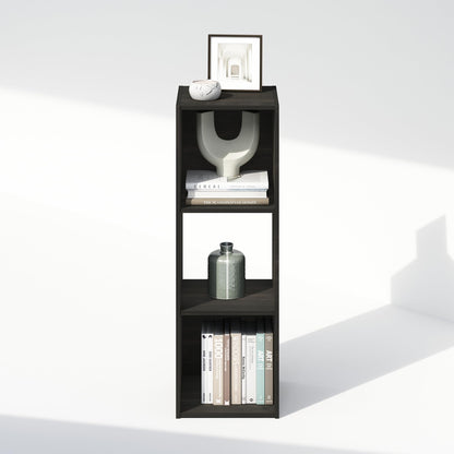 Furinno Pelli 3-Cube Bookshelf, Black Book Shelf, Cube Storage Organizer Bookcase, 11.7 x 12.1 x 35.4, for Living Room, Bedroom, Home Office, Black Espresso