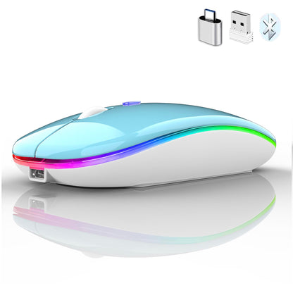 Bluetooth Wireless Mouse for Laptop mac MacBook ipad MacBook air MacBook pro pc Desktop Computer Windows Chromebook Notebook (Silver)