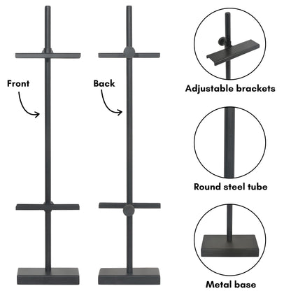 Americanflat 18" Adjustable Tabletop Easel Stand for Picture Frames up to 10x8 - Ideal Picture Frame Stand to Display Art, Signs, or Photos - Use Easel Stands for Home or Events - Black