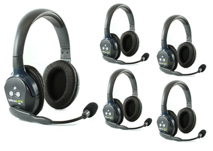 Eartec UL4S Ultralite Full Duplex Wireless Headset Communication for 4 Users - 4 Single Ear Headsets with SolidSignal Cleaning Wipes Bundle