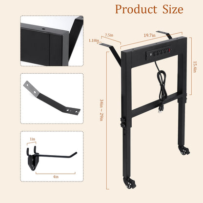 Adjustable Height Workbench Legs with 4 Metal Wheels, Sturdy Industrial Furniture Table Legs with one Pegboard Panel, Perfect for Rolling Work Table and Work Bench