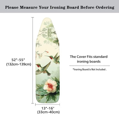 Hummingbird Floral Ironing Board Cover Resist Scorching and Staining, 15x54