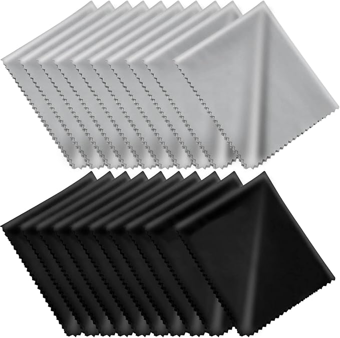 Microfiber Cleaning Cloths 20 Pack in Individual Vinyl Pouch, CKANDAY Glasses