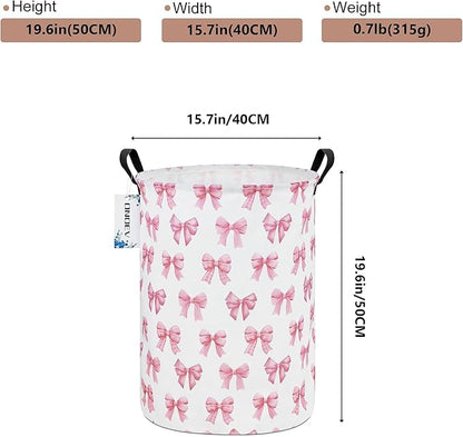 Round Foldable Girls' Storage Basket Kids Laundry Hamper Pink Gift Basket