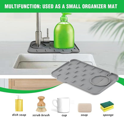 Kitchen Sink Splash Guard, Silicone Faucet Mat, Soap Dish Pad, Sponge Holder