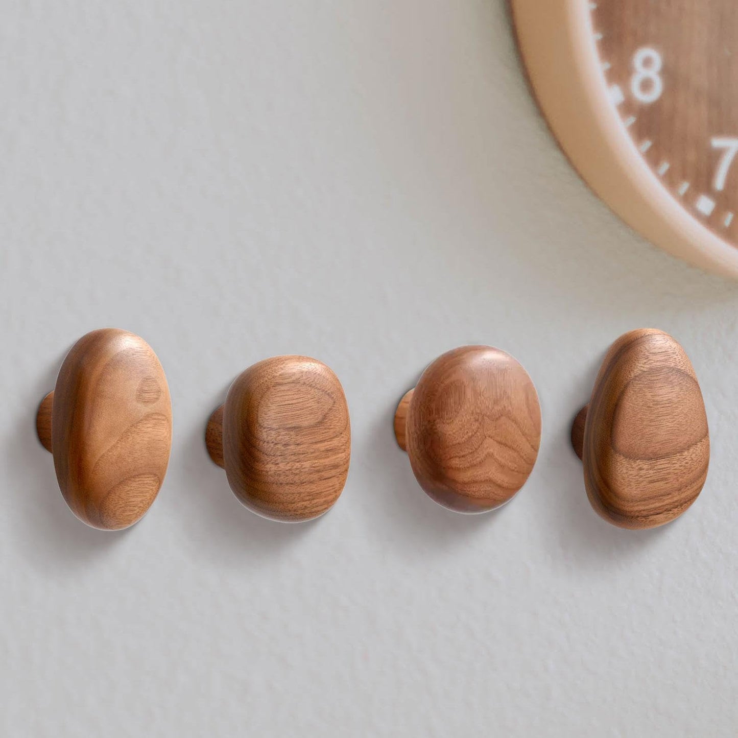 DimyFew 4Pcs, Wood Wall Mounted Coat Hooks Wooden Coat Hooks Coat Racks Wood Cabinet Knobs Wall Hooks for Scarf, Bag,Hat,Bedroom,Home