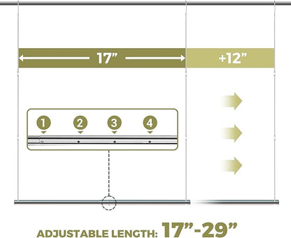 Hanging Closet Rod, 17-29In Adjustable Width and Up to 37In Height Adjustable