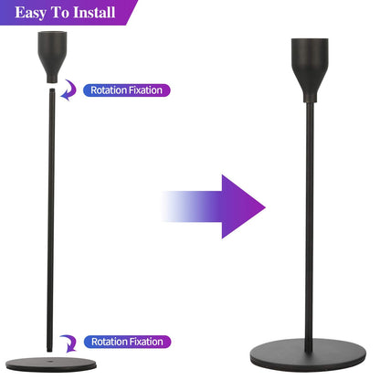 Anndason Set of 6 Black Taper Candle Holders Decorative Candlestick Holder for Home Decor, Wedding, Dinning, Party, Anniversary (Black)